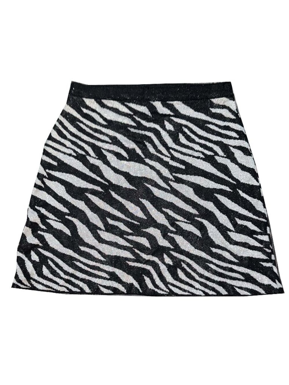90s black & silver metallic zebra mini skirt ♡
